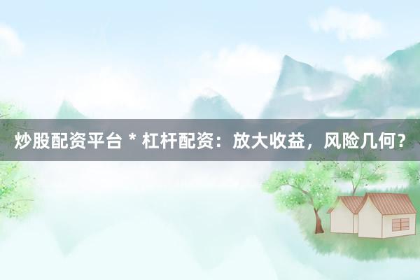 炒股配资平台 * 杠杆配资：放大收益，风险几何？