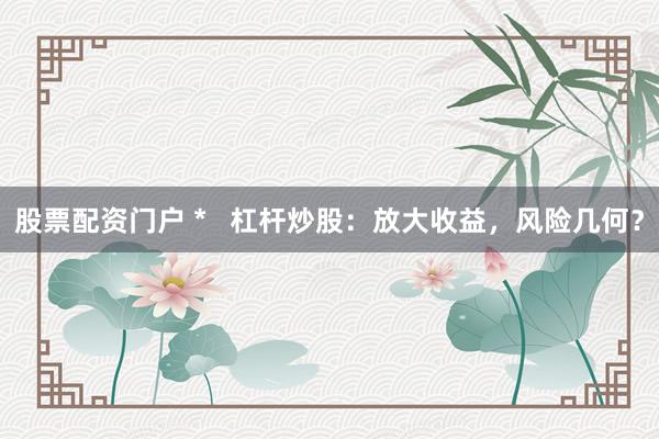 股票配资门户 *   杠杆炒股：放大收益，风险几何？