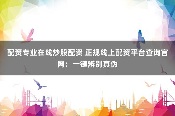 配资专业在线炒股配资 正规线上配资平台查询官网：一键辨别真伪