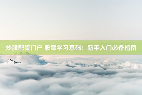 炒股配资门户 股票学习基础：新手入门必备指南