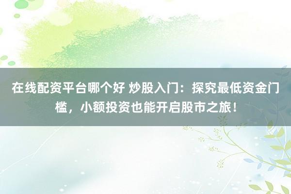 在线配资平台哪个好 炒股入门：探究最低资金门槛，小额投资也能开启股市之旅！