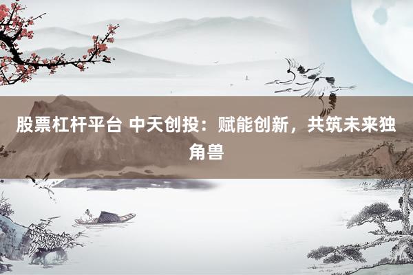 股票杠杆平台 中天创投：赋能创新，共筑未来独角兽