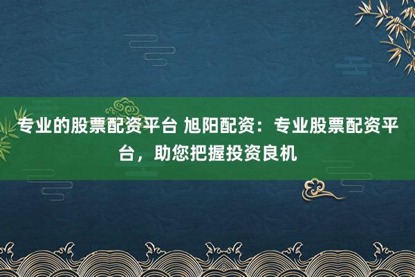 专业的股票配资平台 旭阳配资：专业股票配资平台，助您把握投资良机