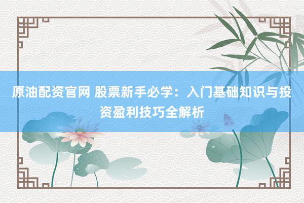 原油配资官网 股票新手必学：入门基础知识与投资盈利技巧全解析