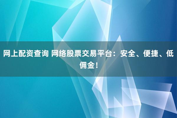 网上配资查询 网络股票交易平台：安全、便捷、低佣金！