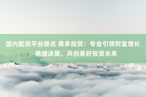 国内配资平台排名 易多投资：专业引领财富增长，稳健决策，共创美好投资未来