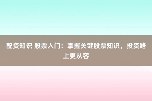 配资知识 股票入门：掌握关键股票知识，投资路上更从容