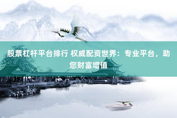 股票杠杆平台排行 权威配资世界：专业平台，助您财富增值