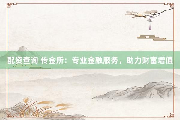 配资查询 传金所：专业金融服务，助力财富增值