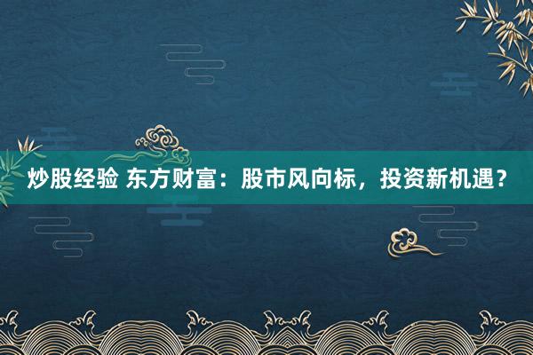 炒股经验 东方财富：股市风向标，投资新机遇？