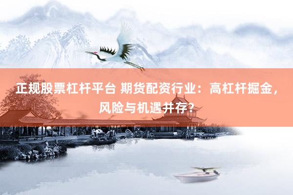正规股票杠杆平台 期货配资行业：高杠杆掘金，风险与机遇并存？