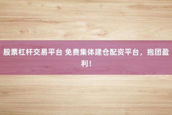 股票杠杆交易平台 免费集体建仓配资平台，抱团盈利！