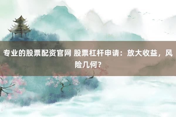 专业的股票配资官网 股票杠杆申请：放大收益，风险几何？