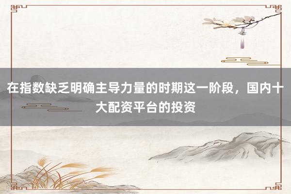 在指数缺乏明确主导力量的时期这一阶段，国内十大配资平台的投资