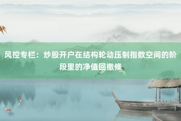 风控专栏：炒股开户在结构轮动压制指数空间的阶段里的净值回撤修