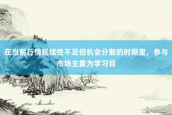 在当前行情延续性不足但机会分散的时期里，参与市场主要为学习目