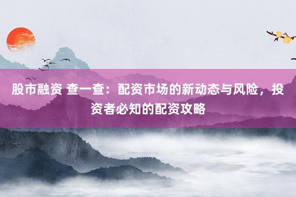 股市融资 查一查：配资市场的新动态与风险，投资者必知的配资攻略