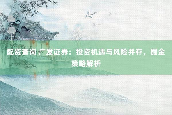 配资查询 广发证券：投资机遇与风险并存，掘金策略解析
