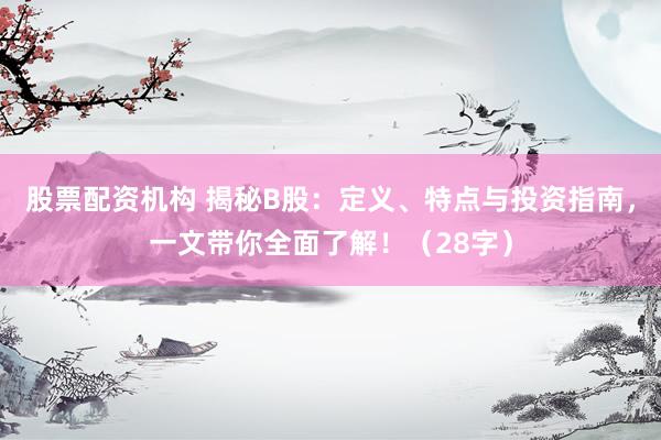 股票配资机构 揭秘B股：定义、特点与投资指南，一文带你全面了解！（28字）